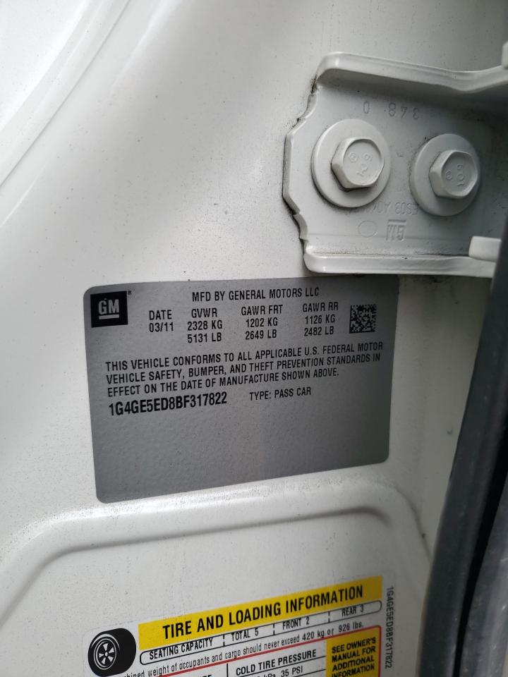 2011 Buick Lacrosse Cxs VIN: 1G4GE5ED8BF317822 Lot: 81866015