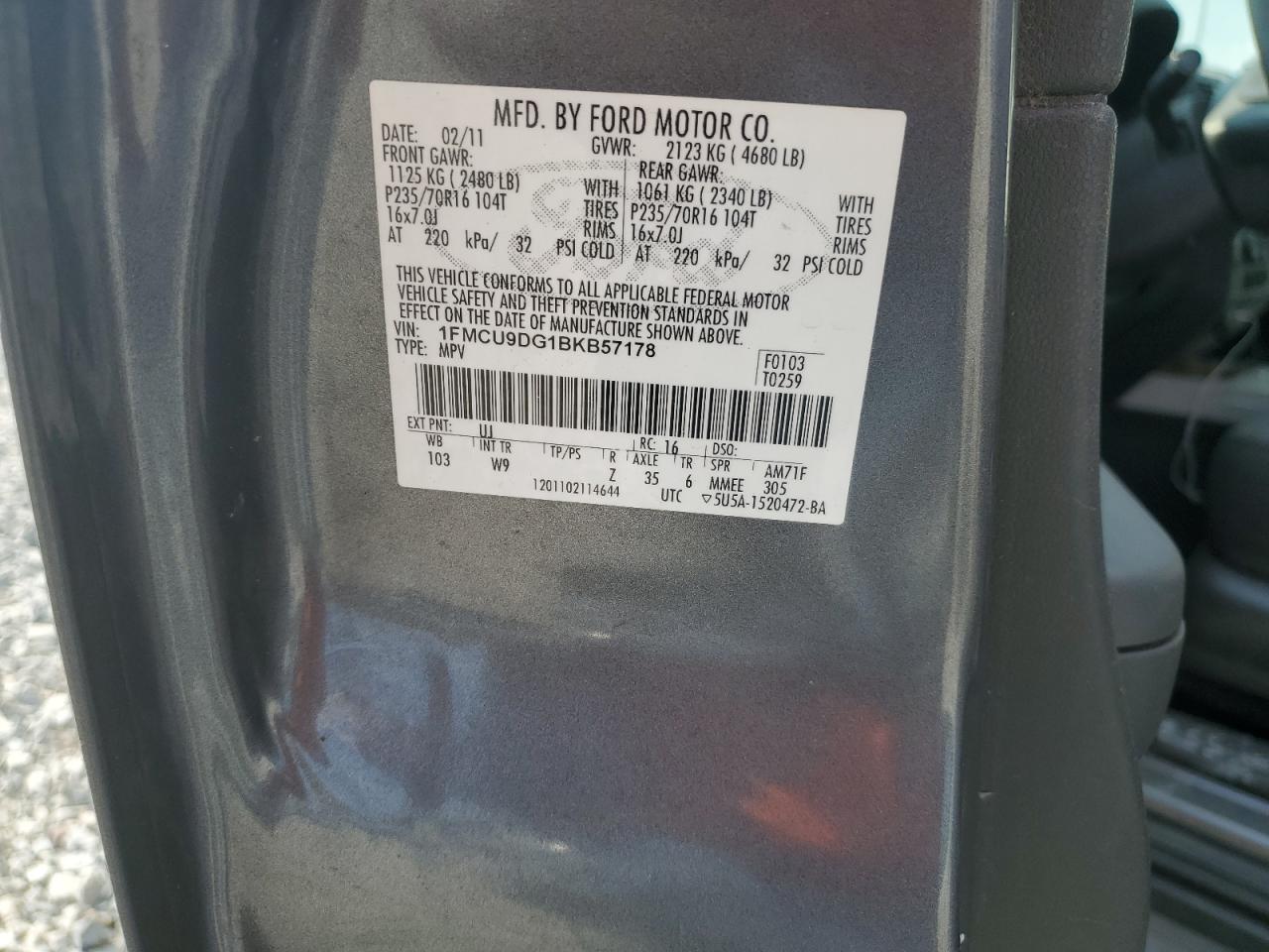 2011 Ford Escape Xlt VIN: 1FMCU9DG1BKB57178 Lot: 71842345