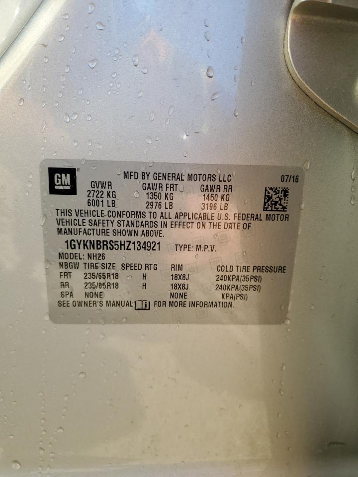 2017 Cadillac Xt5 Luxury VIN: 1GYKNBRS5HZ134921 Lot: 84371895