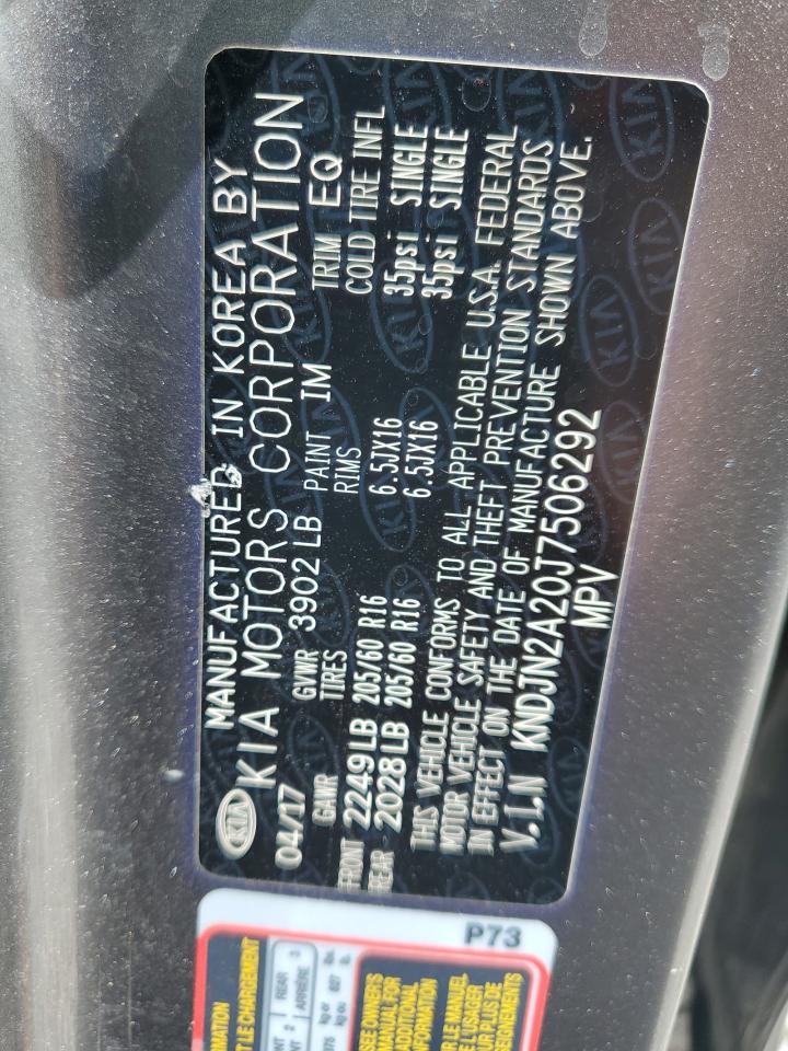 2018 Kia Soul VIN: KNDJN2A20J7506292 Lot: 83825925