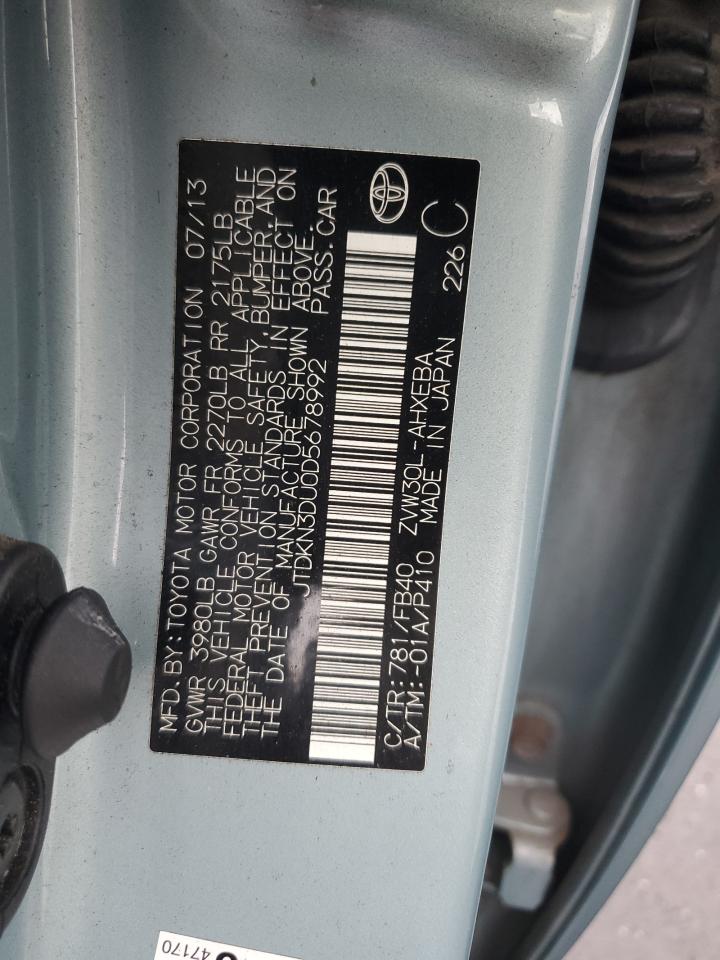 2013 Toyota Prius VIN: JTDKN3DU0D5678992 Lot: 81803945