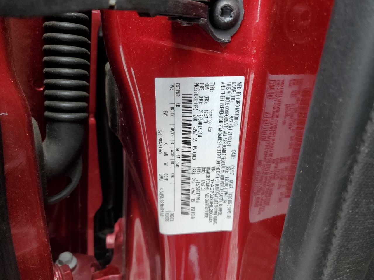 2017 Ford Focus Titanium VIN: 1FADP3J20HL260333 Lot: 81443015