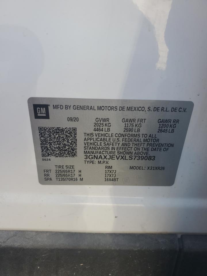 2020 Chevrolet Equinox Lt VIN: 3GNAXJEVXLS739083 Lot: 82068025