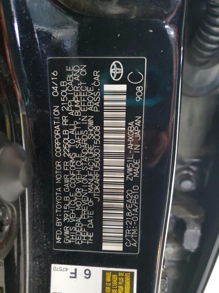 2016 Toyota Prius VIN: JTDKARFU5G3015008 Lot: 82146665