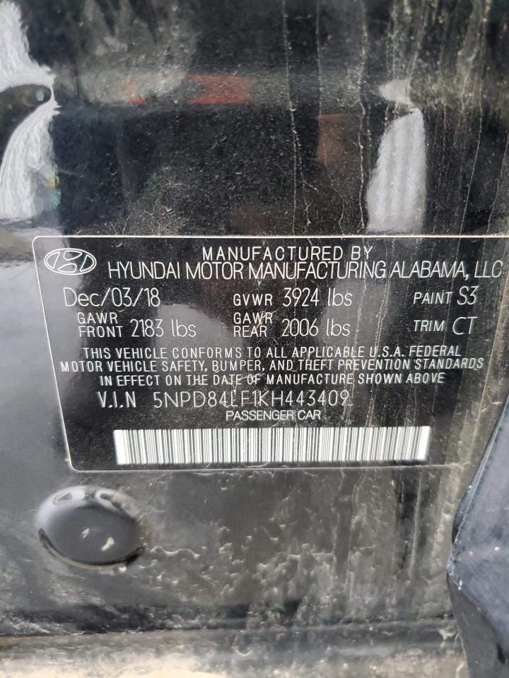 2019 Hyundai Elantra Sel VIN: 5NPD84LF1KH443409 Lot: 71958475