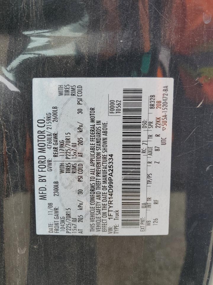 2009 Ford Ranger Super Cab VIN: 1FTYR14D99PA25334 Lot: 84046795