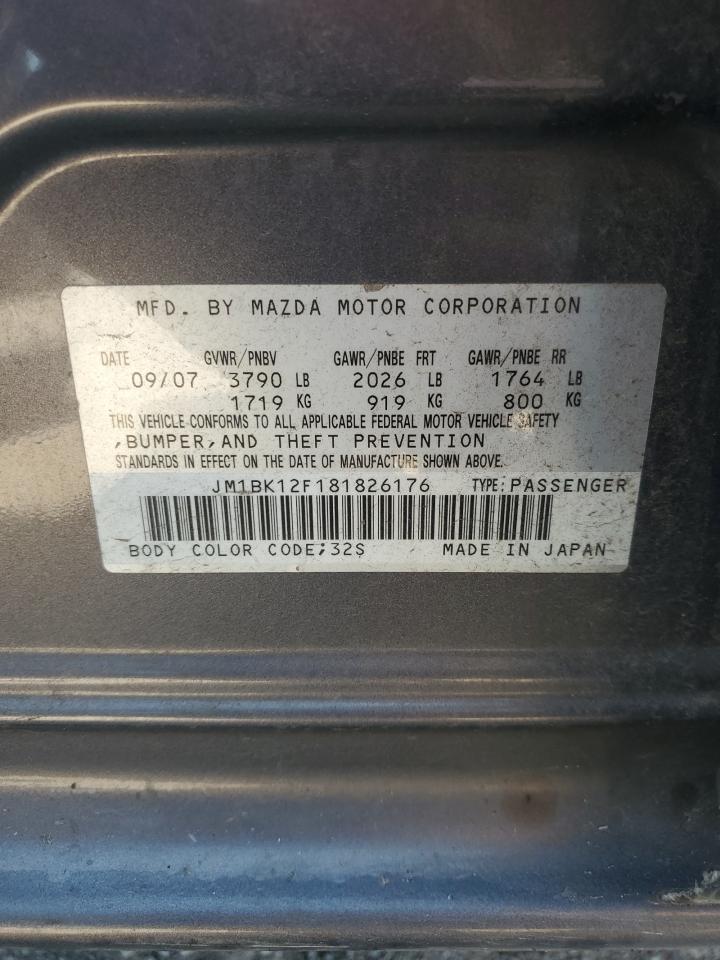 2008 Mazda 3 I VIN: JM1BK12F181826176 Lot: 80372085