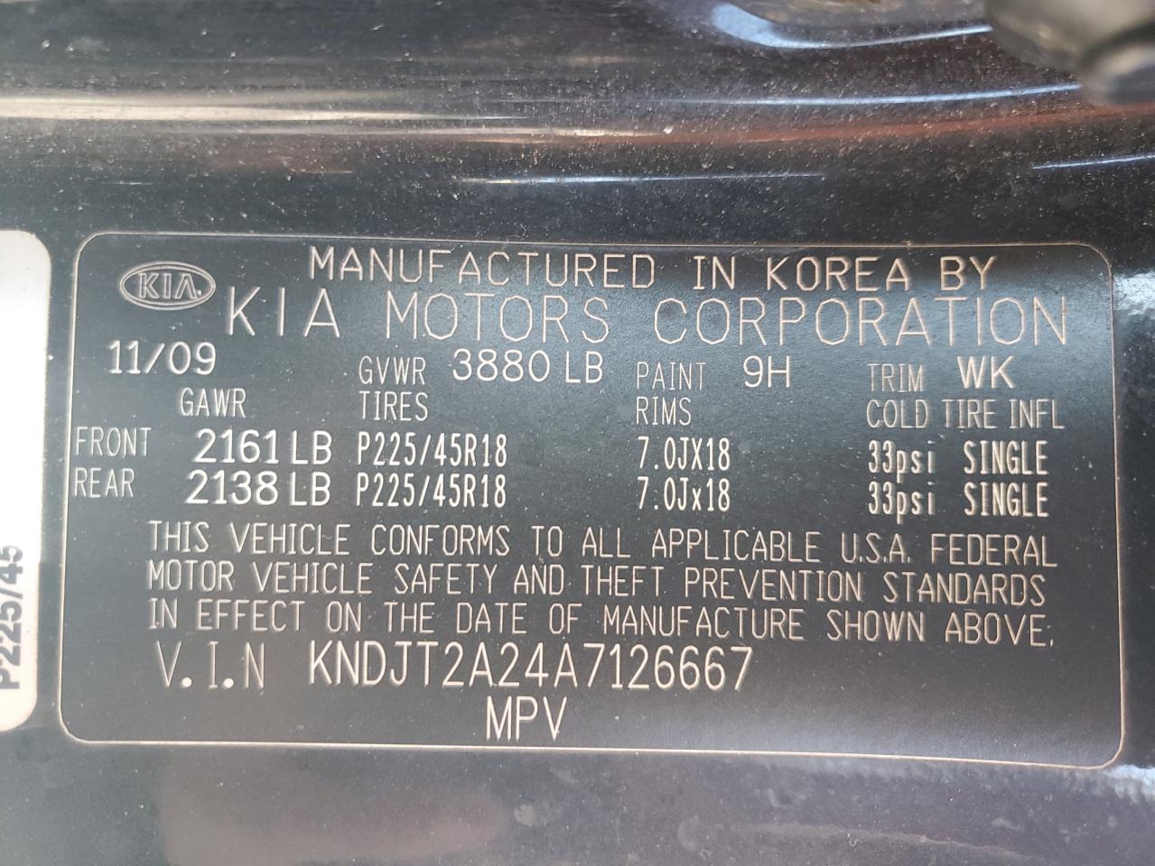 2010 Kia Soul + VIN: KNDJT2A24A7126667 Lot: 70976295