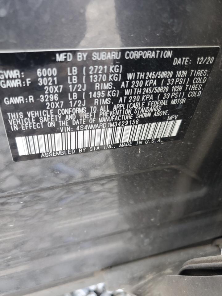2021 Subaru Ascent Touring VIN: 4S4WMARD1M3429156 Lot: 80618585