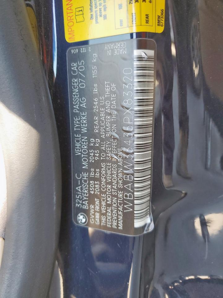 2005 BMW 325 Ci VIN: WBABW33435PX83320 Lot: 71815505