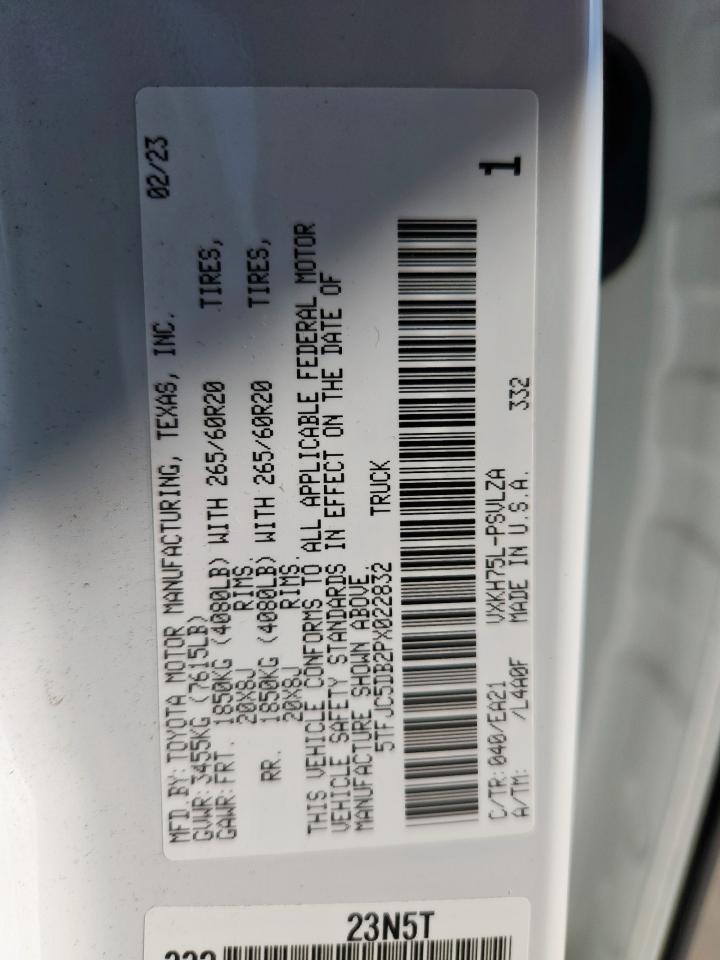 2023 Toyota Tundra Crewmax Limited VIN: 5TFJC5DB2PX022832 Lot: 70542985