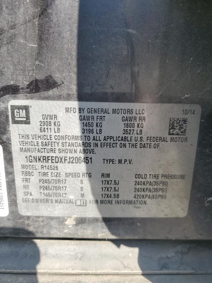 2015 Chevrolet Traverse Ls VIN: 1GNKRFEDXFJ206451 Lot: 81654145
