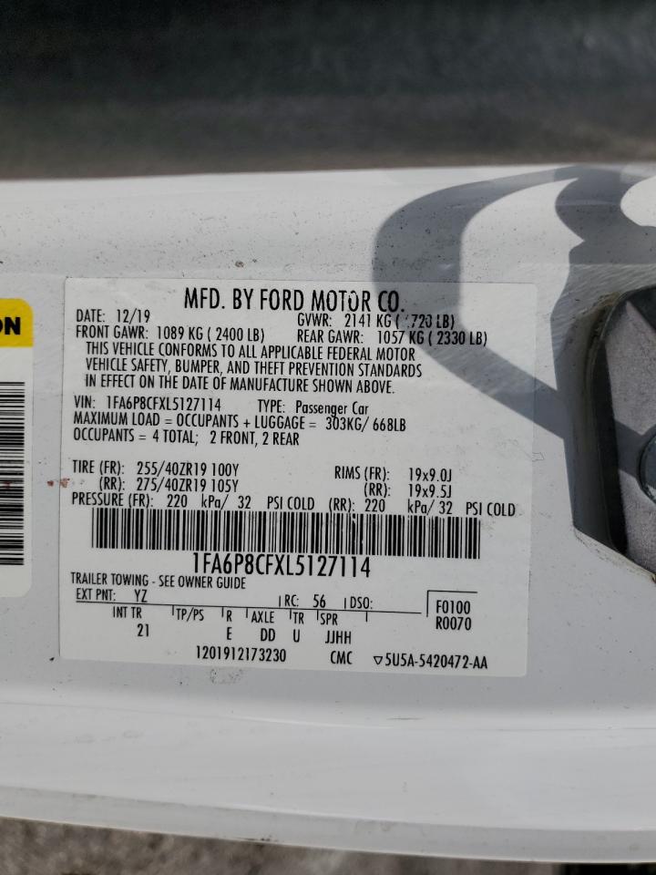 2020 Ford Mustang Gt VIN: 1FA6P8CFXL5127114 Lot: 80466145