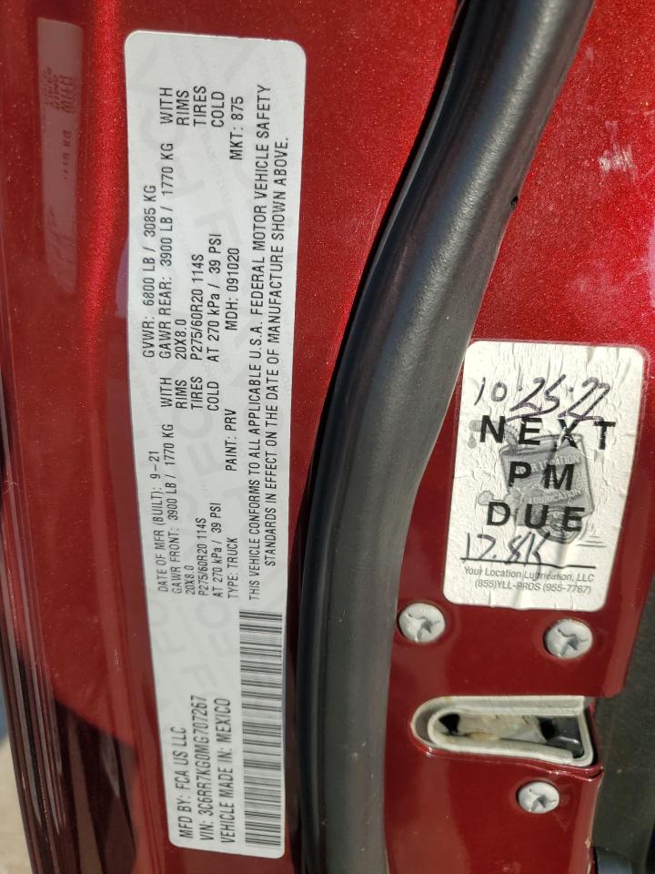 2021 Ram 1500 Classic Tradesman VIN: 3C6RR7KG0MG707267 Lot: 80180505