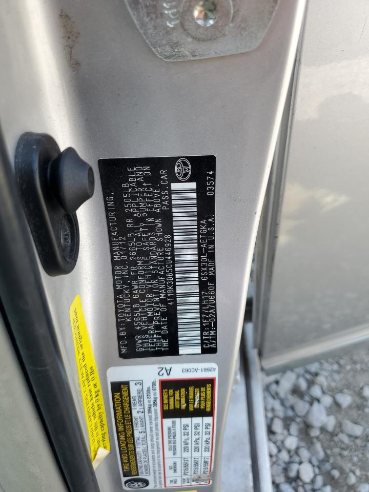 2012 Toyota Avalon Base VIN: 4T1BK3DB5CU446928 Lot: 71992675