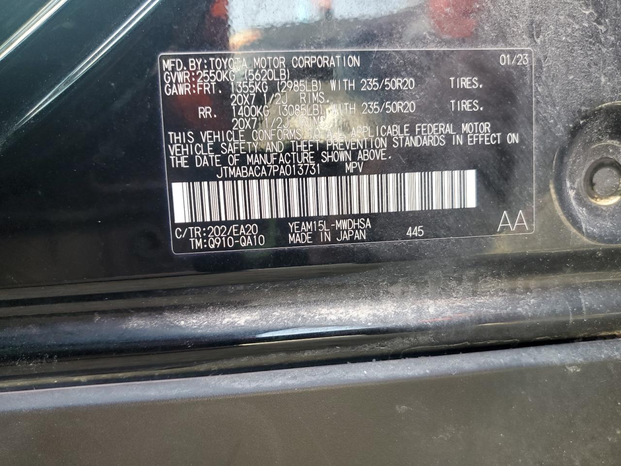 2023 Toyota Bz4X Xle VIN: JTMABACA7PA013731 Lot: 83756835