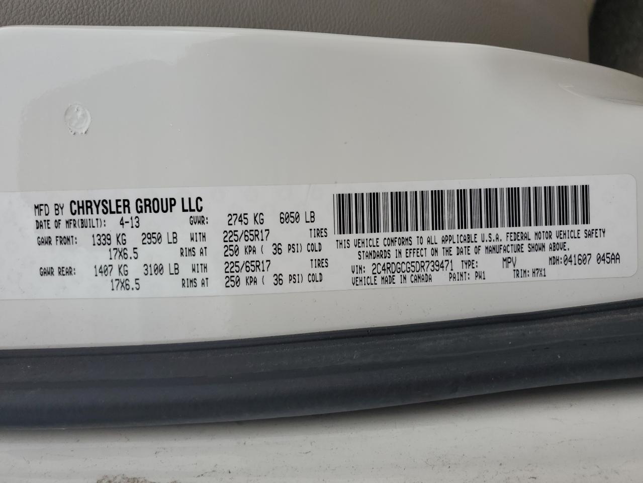 2013 Dodge Grand Caravan Sxt VIN: 2C4RDGCG5DR739471 Lot: 82064465