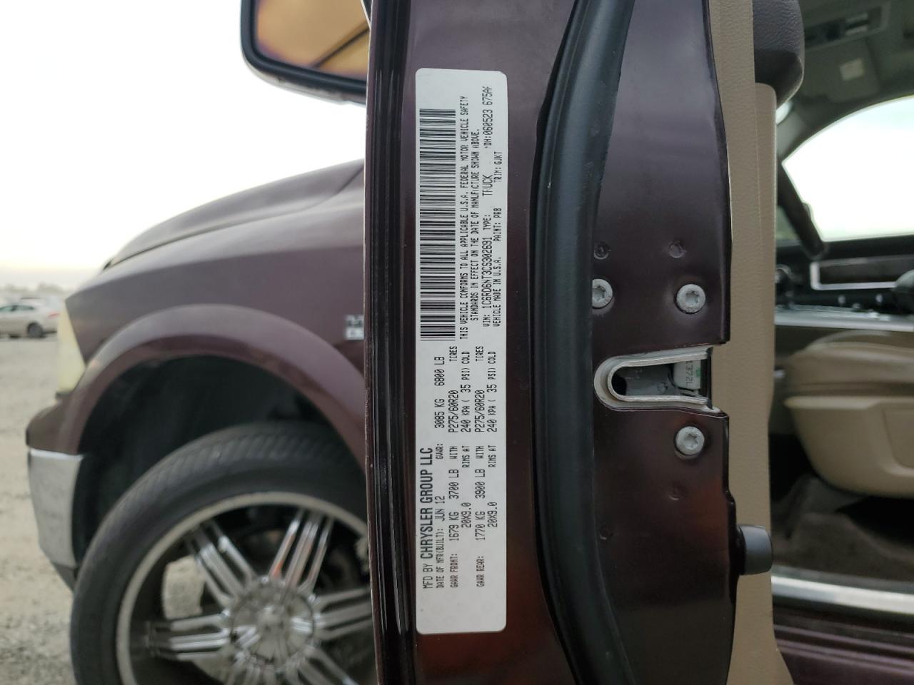 2012 Dodge Ram 1500 Laramie VIN: 1C6RD6NT3CS302691 Lot: 71069485