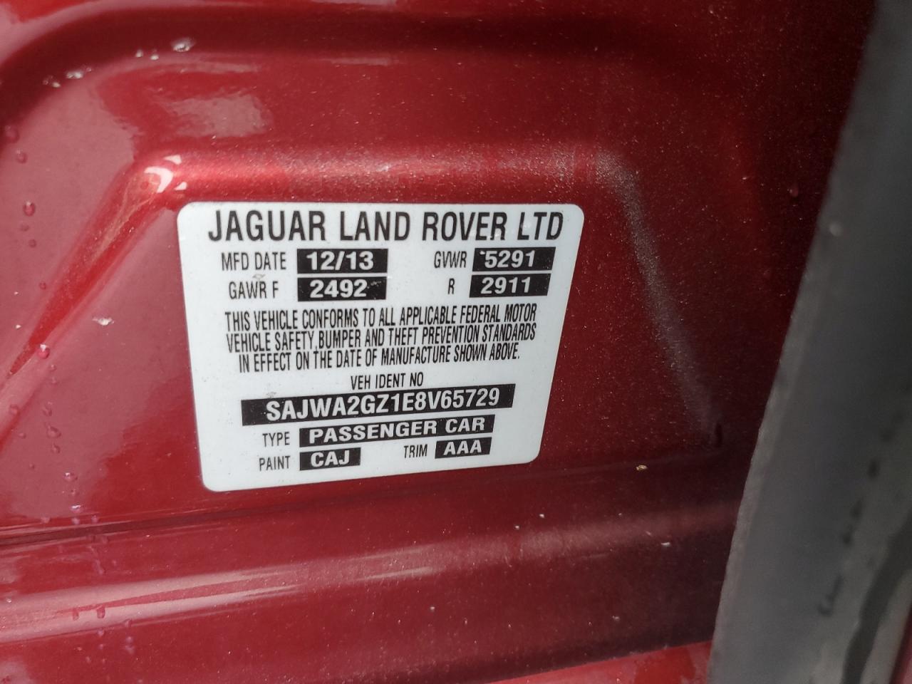 2014 Jaguar Xjl Portfolio VIN: SAJWA2GZ1E8V65729 Lot: 71737755