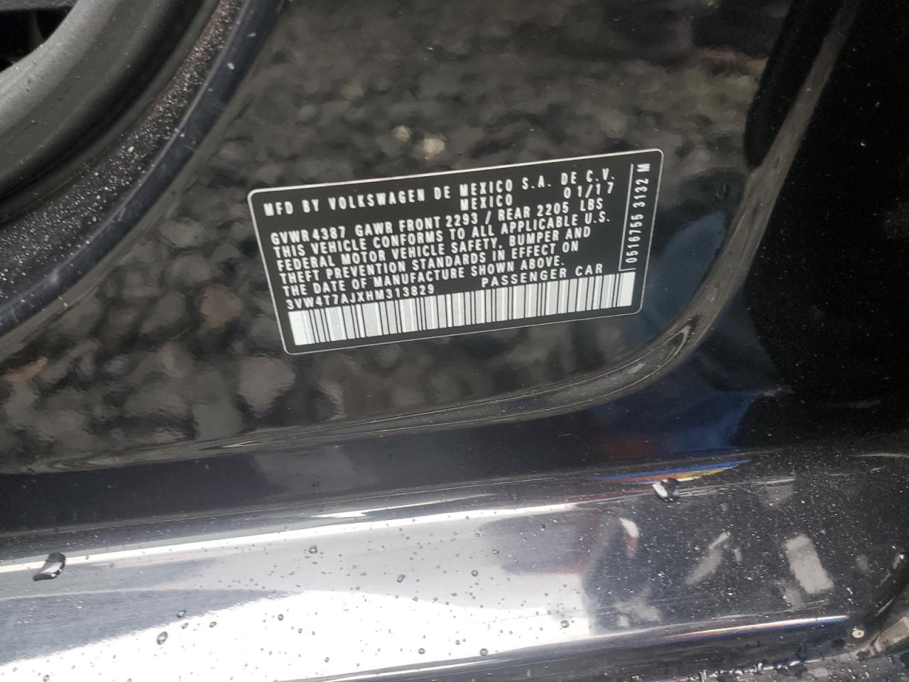 2017 Volkswagen Jetta Gli VIN: 3VW4T7AJXHM313829 Lot: 81126485