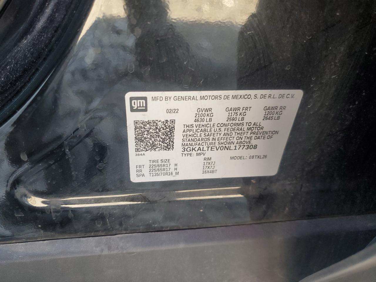 2022 GMC Terrain Sle VIN: 3GKALTEV0NL177308 Lot: 80672525