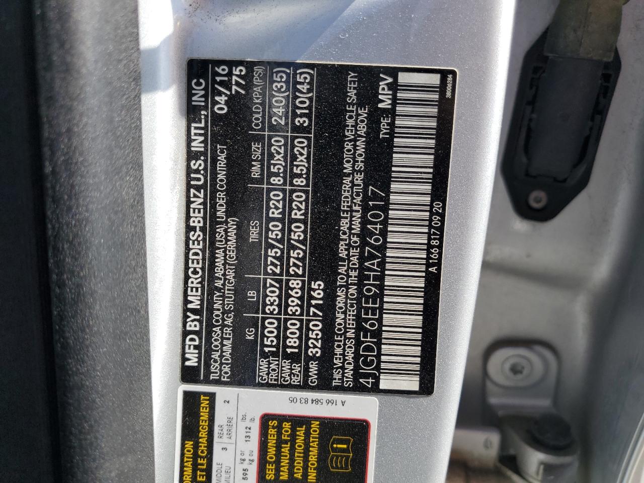 2017 Mercedes-Benz Gls 450 4Matic VIN: 4JGDF6EE9HA764017 Lot: 81270905