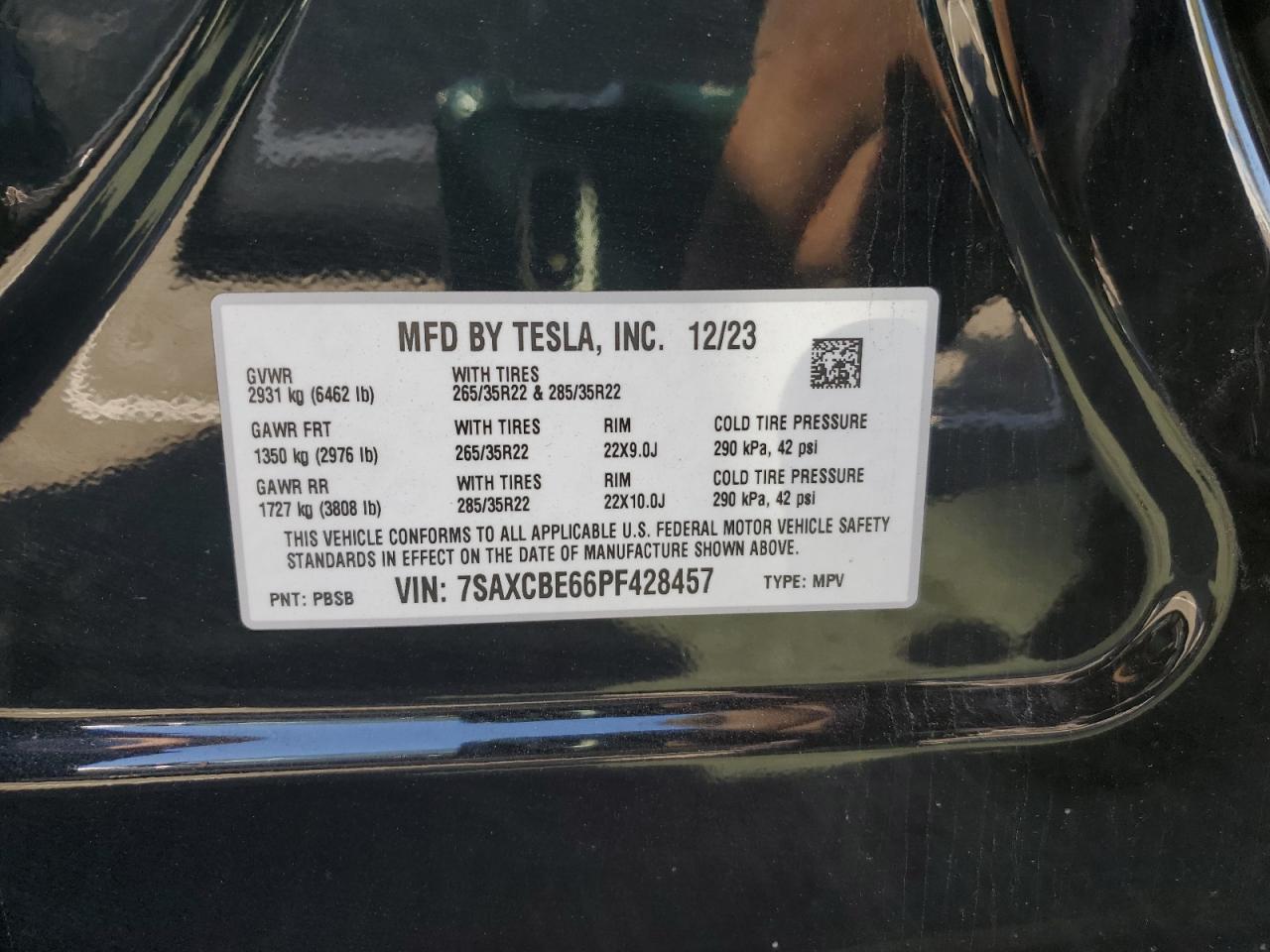 2023 Tesla Model X VIN: 7SAXCBE66PF428457 Lot: 84607835