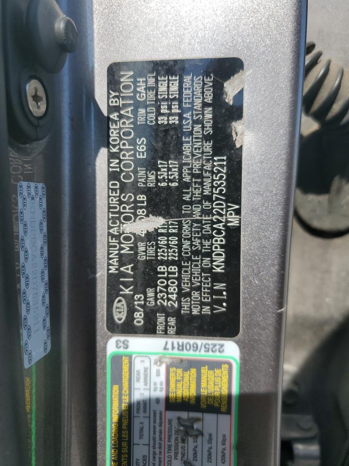 2013 Kia Sportage Lx VIN: KNDPBCA22D7535211 Lot: 84803985