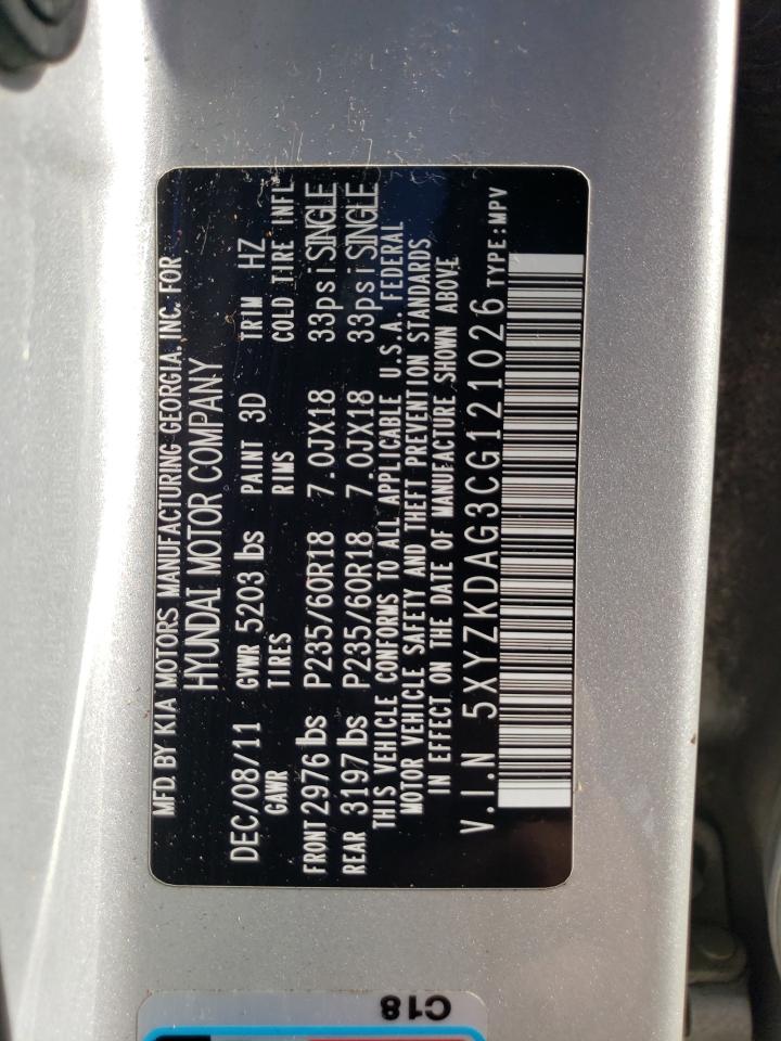 2012 Hyundai Santa Fe Limited VIN: 5XYZKDAG3CG121026 Lot: 81670425