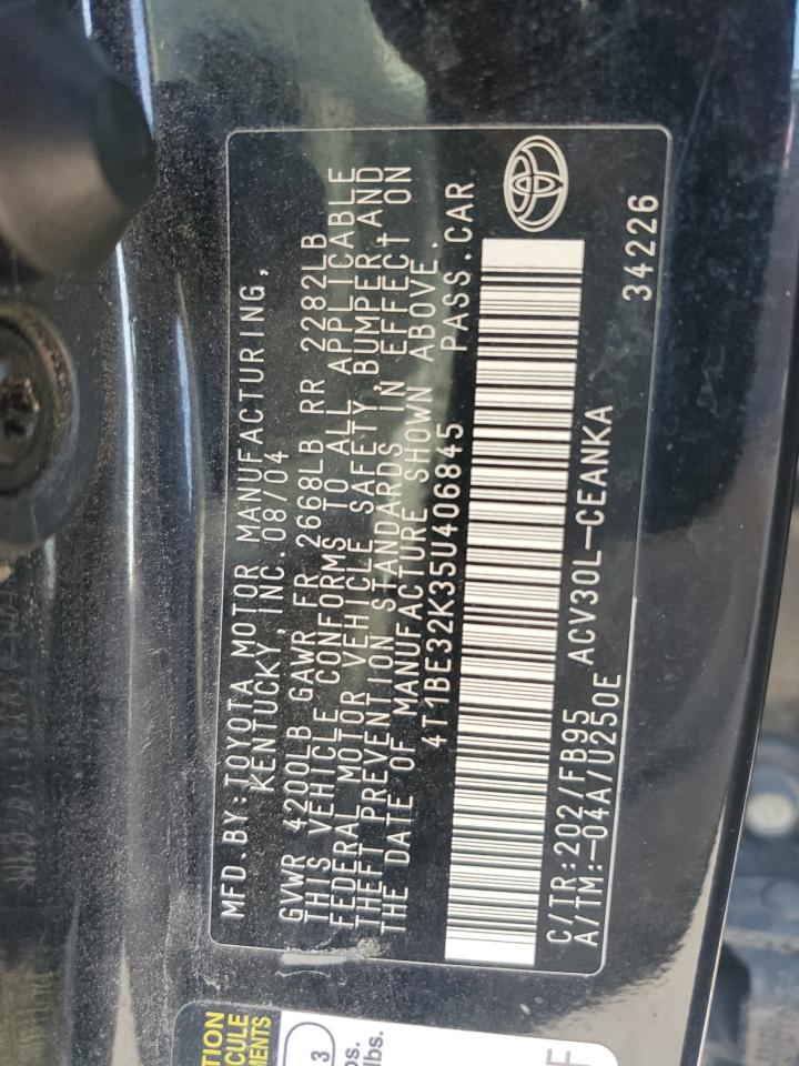 2005 Toyota Camry Le VIN: 4T1BE32K35U406845 Lot: 71535565