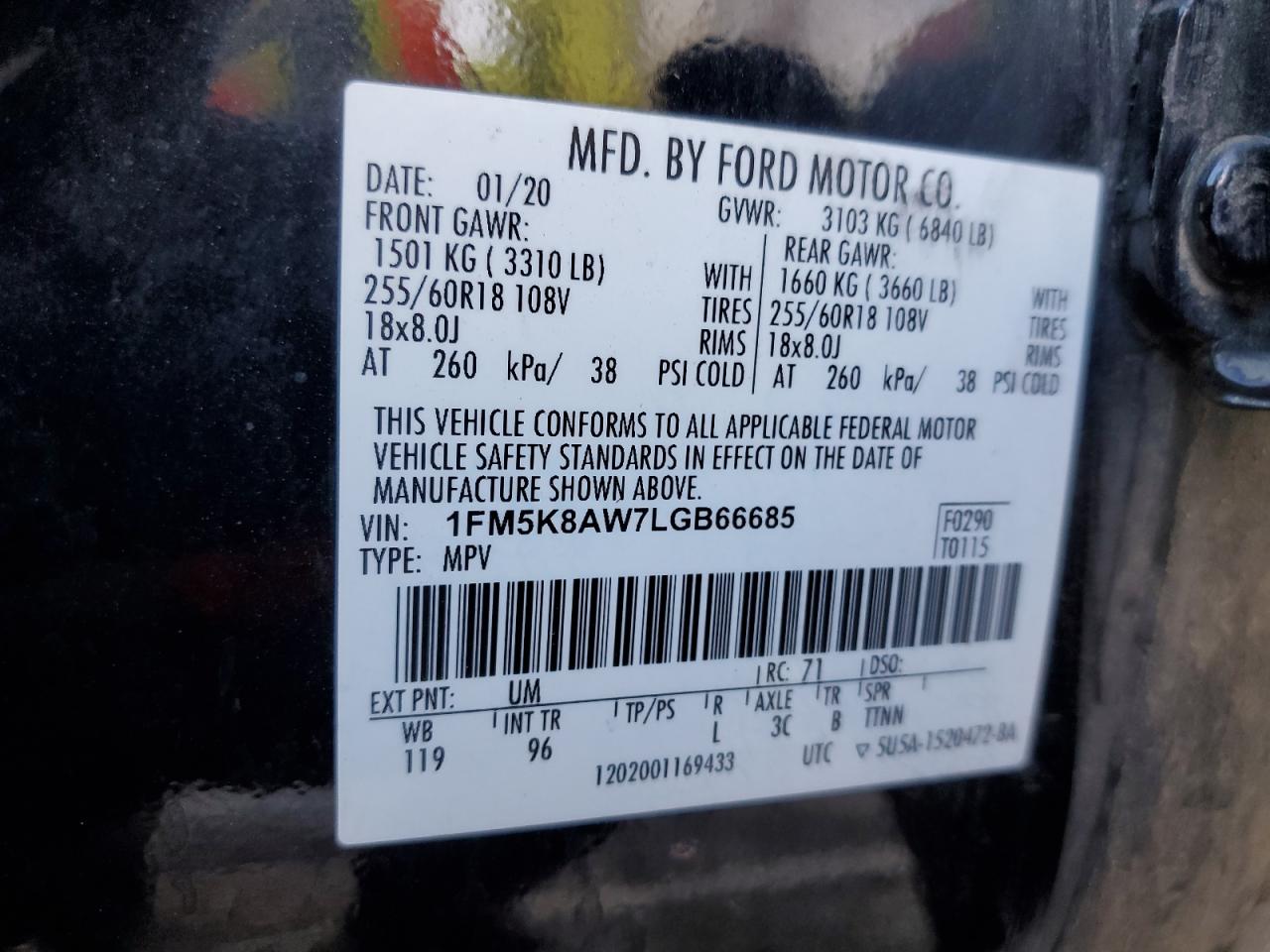 2020 Ford Explorer Police Interceptor VIN: 1FM5K8AW7LGB66685 Lot: 81296445