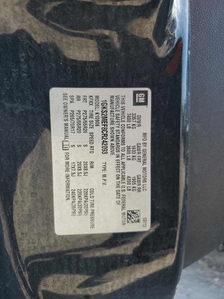 2012 GMC Yukon Xl Denali VIN: 1GKS2MEF8CR242093 Lot: 81586725