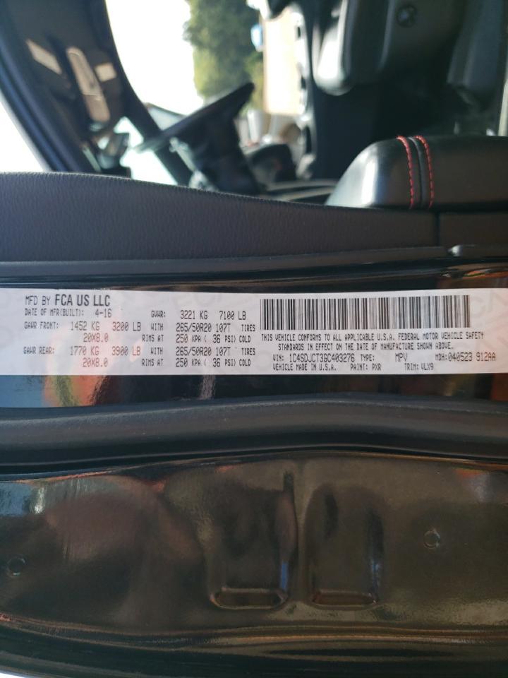 2016 Dodge Durango R/T VIN: 1C4SDJCT3GC403276 Lot: 80991165