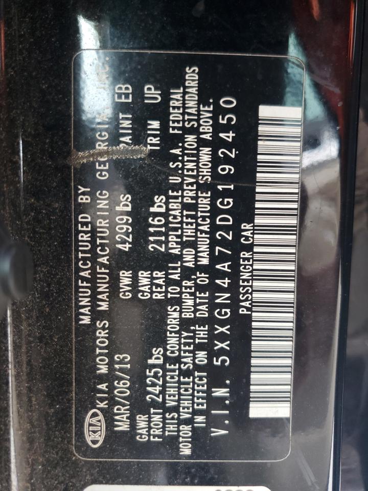 2013 Kia Optima Ex VIN: 5XXGN4A72DG192450 Lot: 72102485