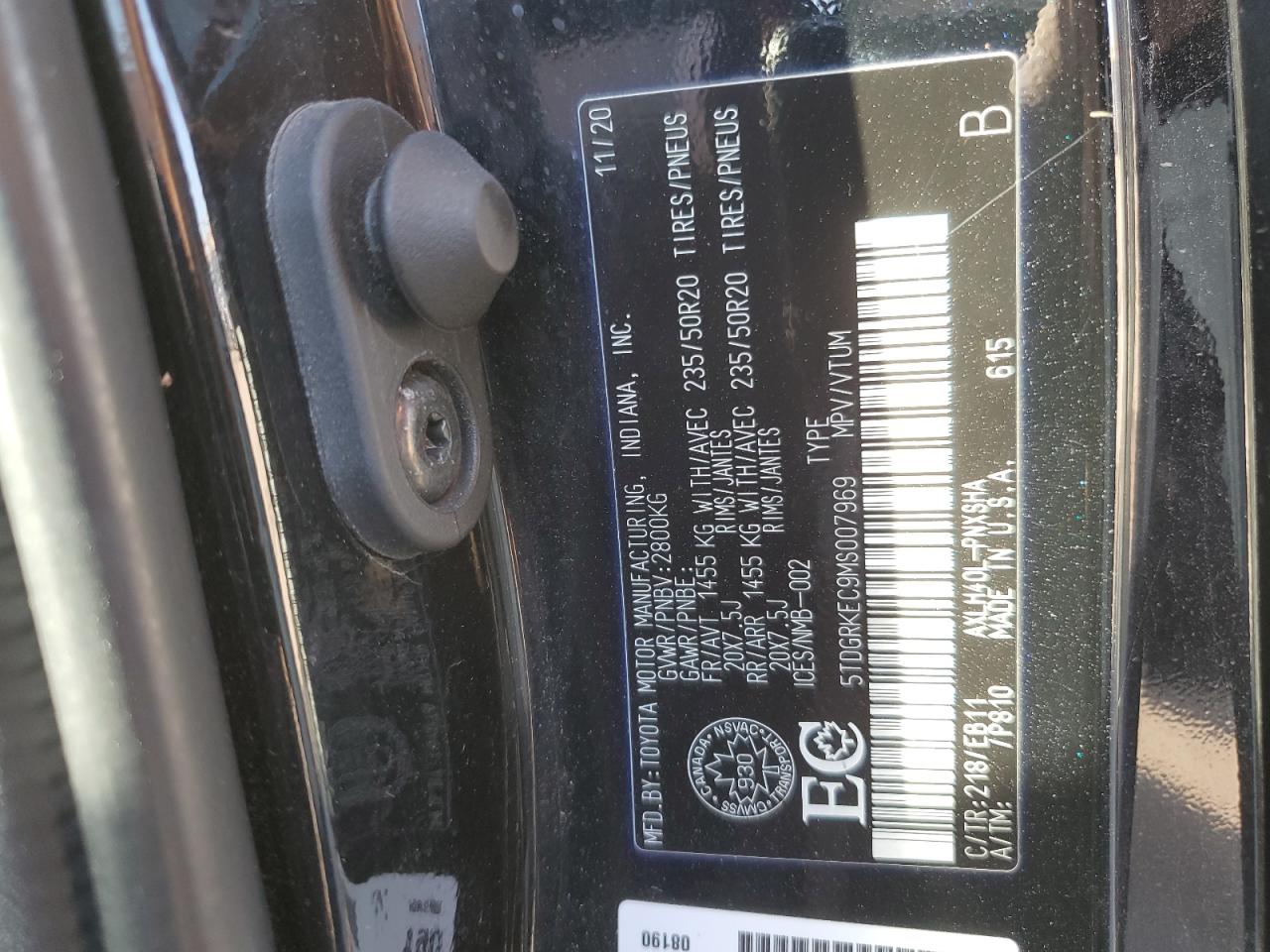 2021 Toyota Sienna Le VIN: 5TDGRKEC9MS007969 Lot: 80637435