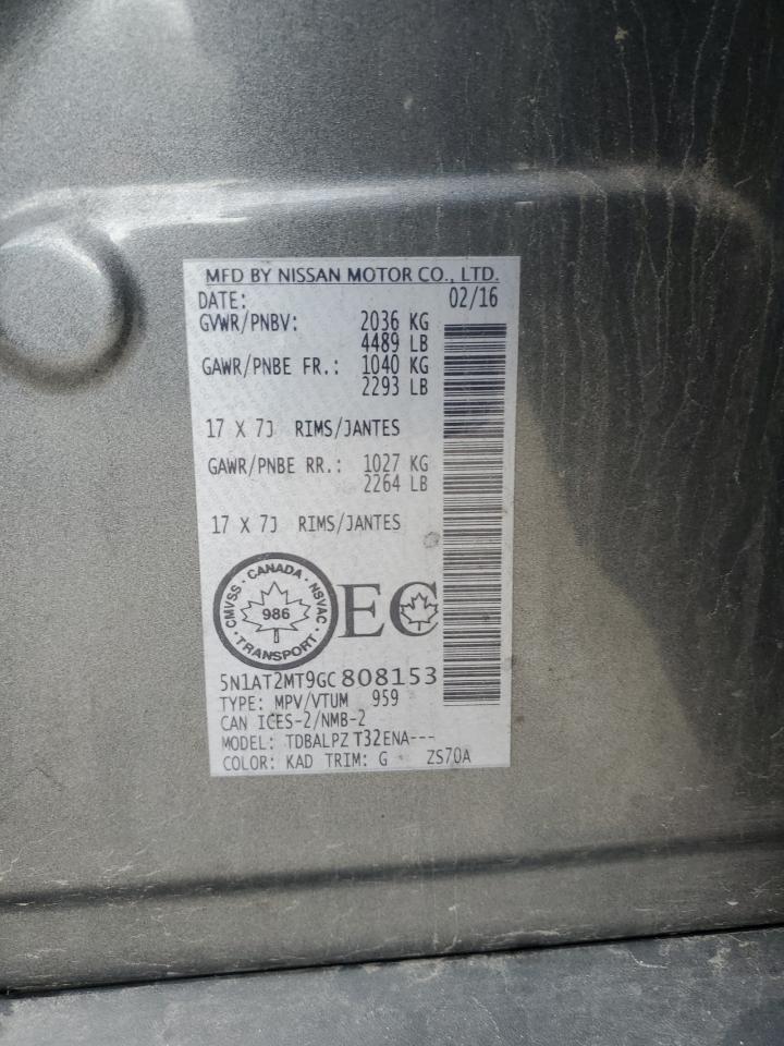 2016 Nissan Rogue S VIN: 5N1AT2MT9GC808153 Lot: 82113055