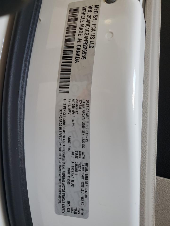 2022 Chrysler Voyager Lx VIN: 2C4RC1CG4NR226939 Lot: 72071445