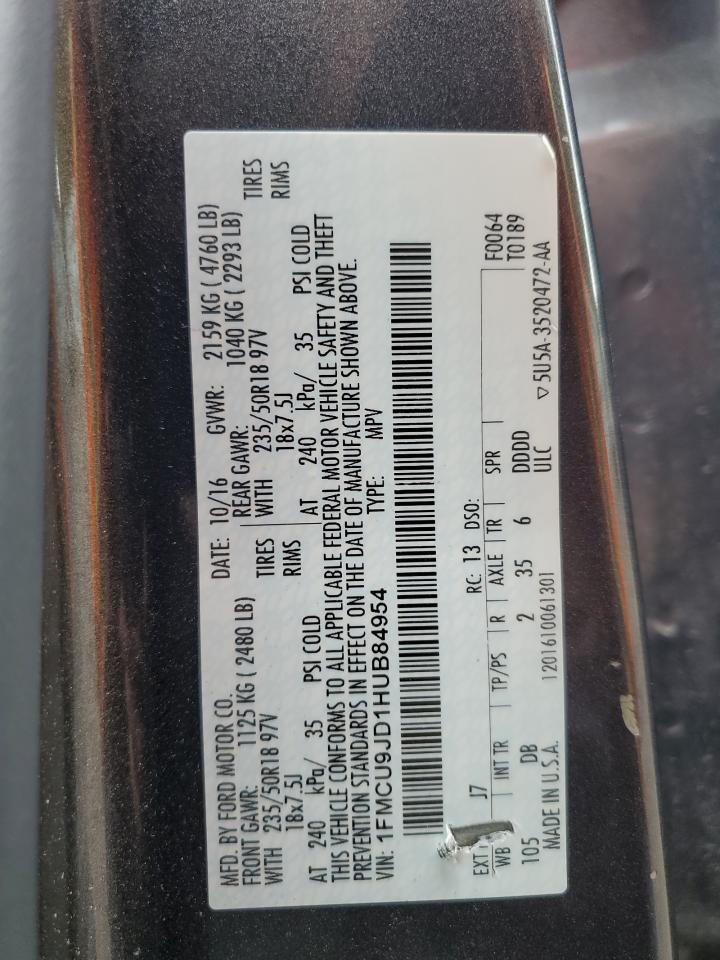 2017 Ford Escape Titanium VIN: 1FMCU9JD1HUB84954 Lot: 81633765