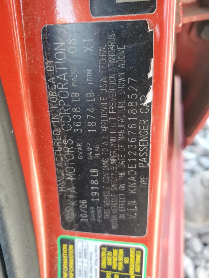 2007 Kia Rio Base VIN: KNADE123676188527 Lot: 81155675