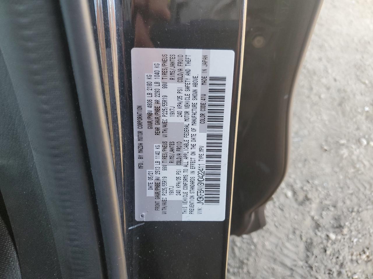 2021 Mazda Cx-5 Grand Touring Reserve VIN: JM3KFBAY8M0422411 Lot: 81060995