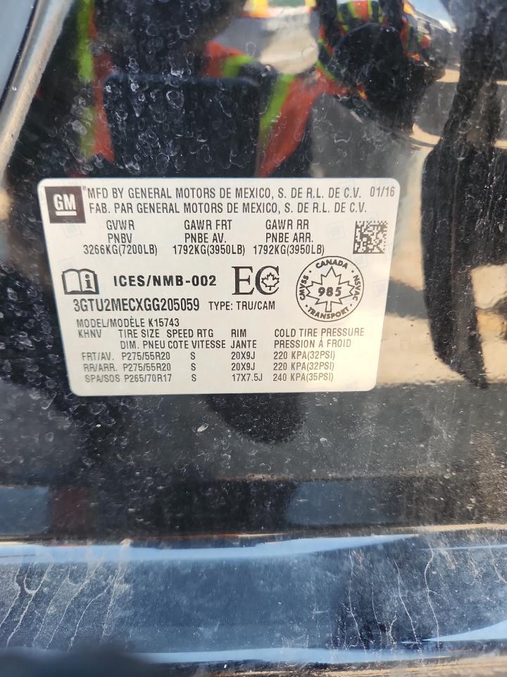 2016 GMC Sierra K1500 Sle VIN: 3GTU2MECXGG205059 Lot: 71206835