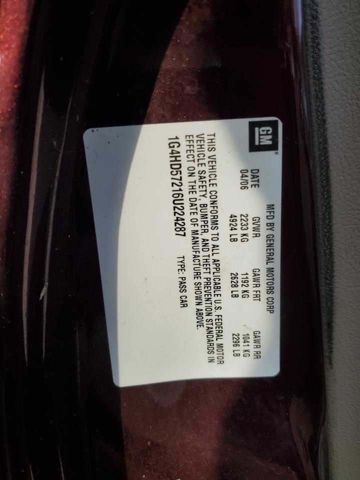 2006 Buick Lucerne Cxl VIN: 1G4HD57216U224287 Lot: 81212745