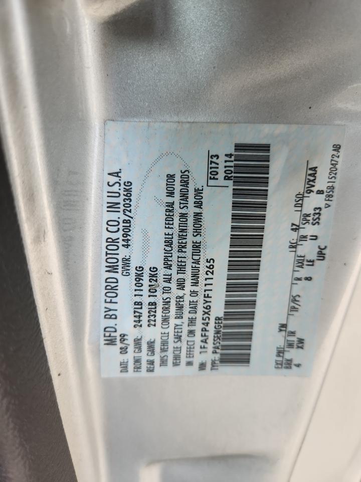 2000 Ford Mustang Gt VIN: 1FAFP45X6YF111265 Lot: 71011585