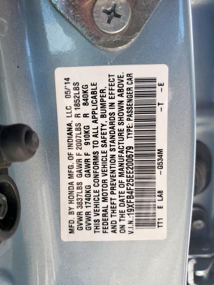 2014 Honda Civic Hybrid VIN: 19XFB4F25EE200679 Lot: 80672325