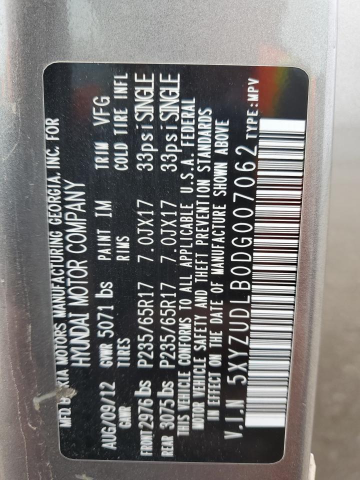 2013 Hyundai Santa Fe Sport VIN: 5XYZUDLB0DG007062 Lot: 81266955