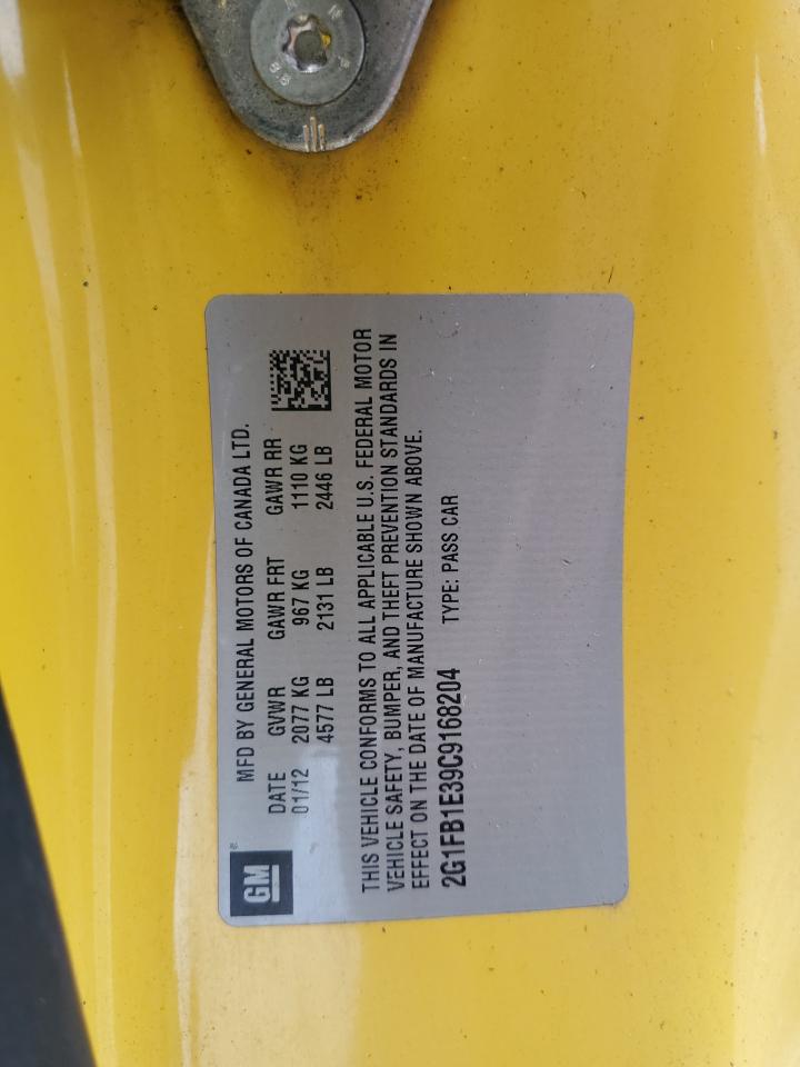 2012 Chevrolet Camaro Lt VIN: 2G1FB1E39C9168204 Lot: 84160175