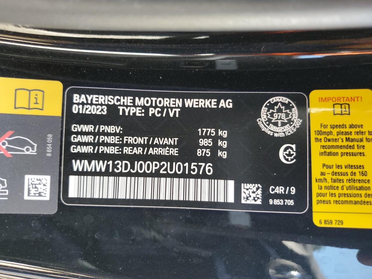 2023 Mini Cooper Se VIN: WMW13DJ00P2U01576 Lot: 84030885