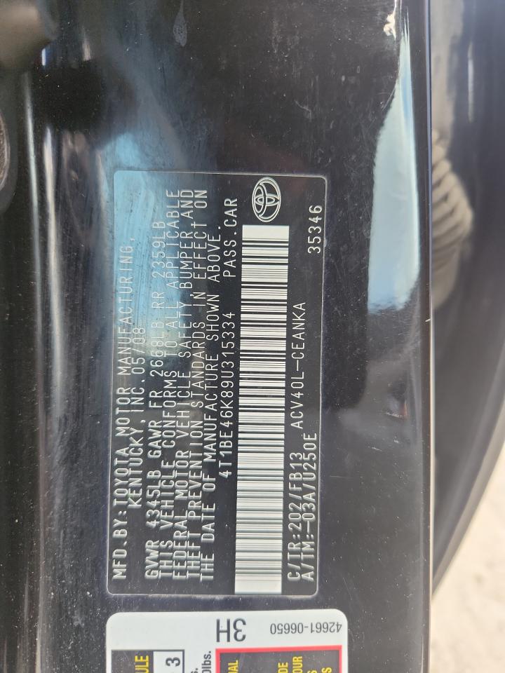 2009 Toyota Camry Base VIN: 4T1BE46K89U315334 Lot: 83932895