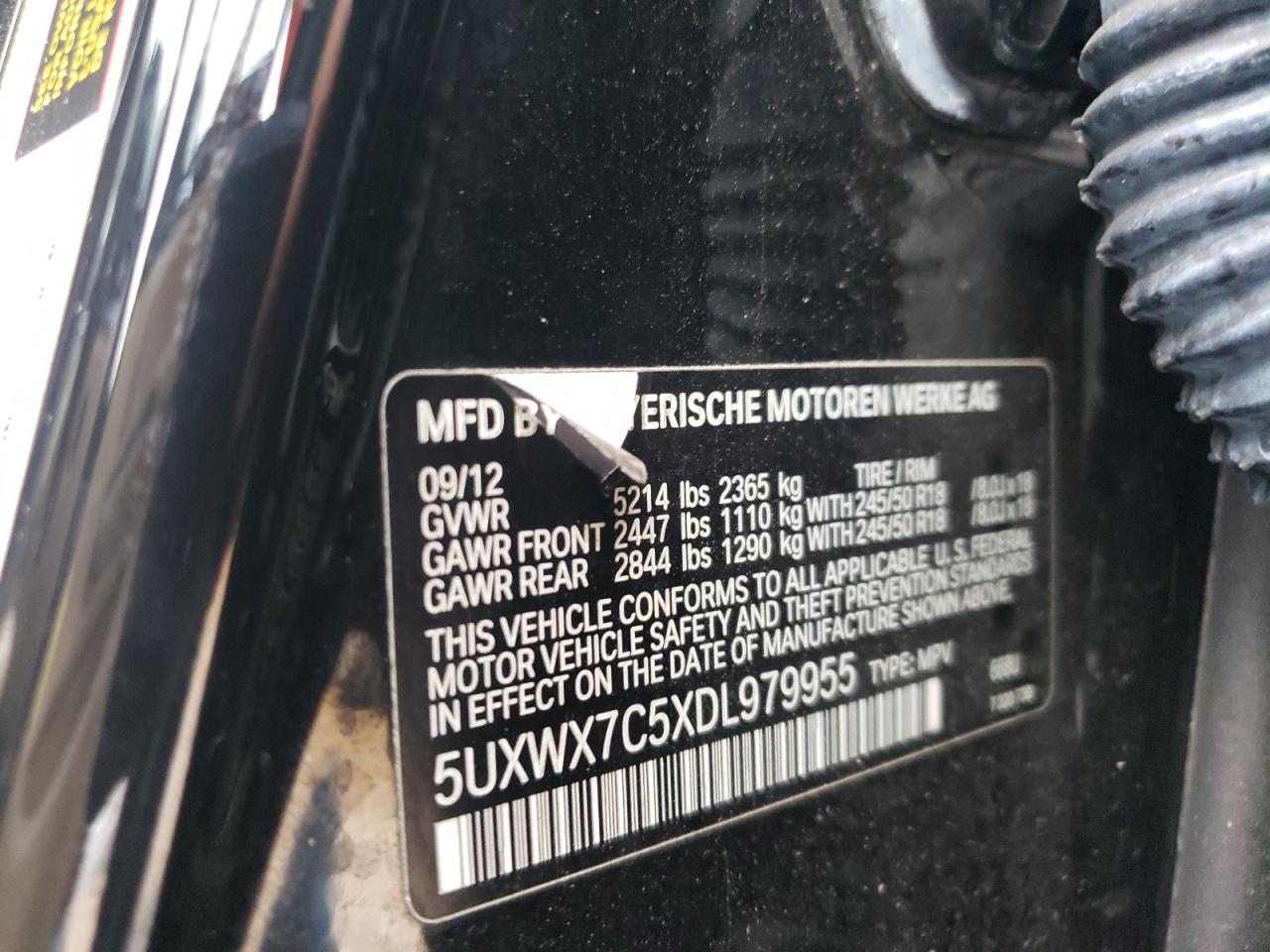 2013 BMW X3 xDrive35I VIN: 5UXWX7C5XDL979955 Lot: 83979665