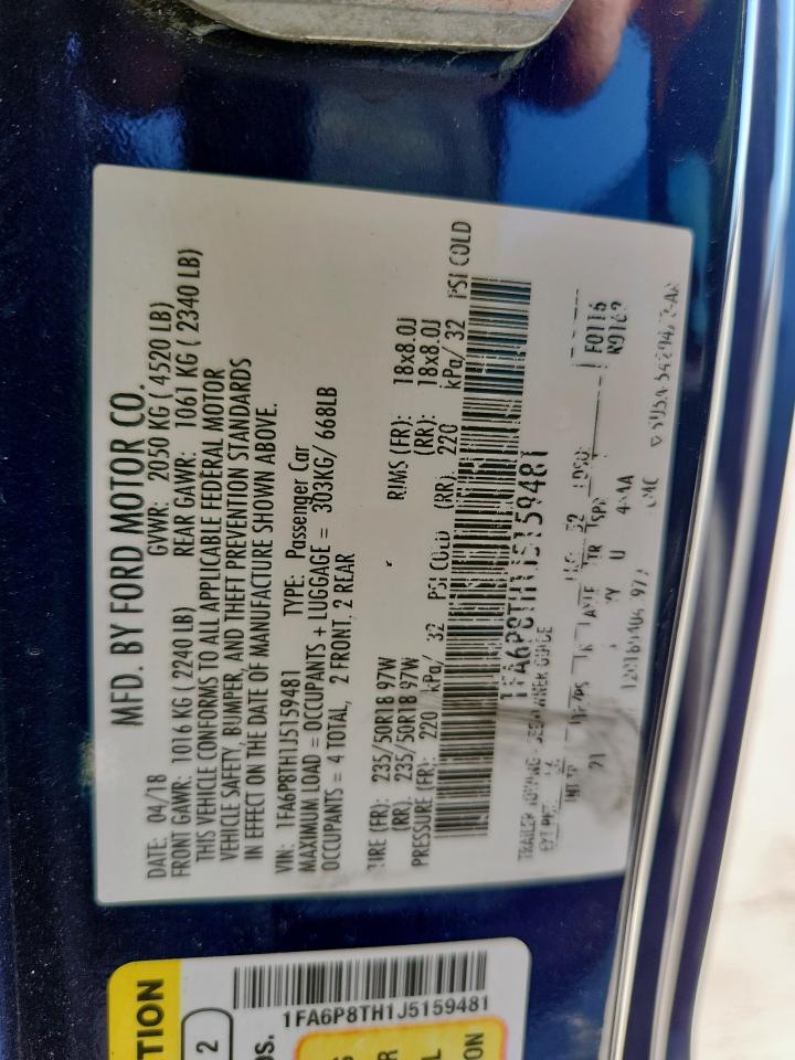 2018 Ford Mustang VIN: 1FA6P8TH1J5159481 Lot: 81703915
